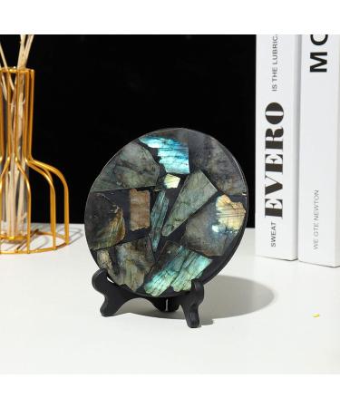 Crystal Rough Natural Labradorite Polished Slice Flash Labradorite Gemstone Slice for Reiki Collection Home D cor Rock Quartz CrystalOrnament Specimen + Pedestal - Buy Online on GoSupps.com