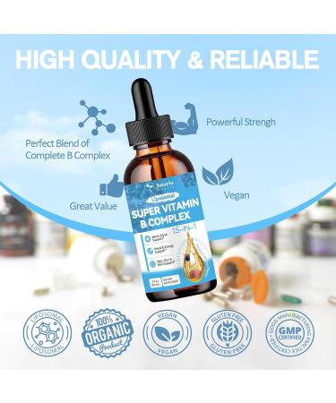 15-in-1 Liposomal Vitamin B Complex Pro B Complex Drops with Vitamin B1 B2 B3 Niacinamide Choline B5 B6 B7 Biotin Inositol Folate B12 Zinc Lutein Zeaxanthin Taurine Vitamin C 2 fl oz - Buy Online on GoSupps.com