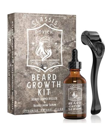 2 IN 1 Beard Growth Kit for MenGifts for MenBeard Growth Serum and Beard Roller - Nourishes Beard and Activates Collagen to Improve Beard Hair Growth 30ml