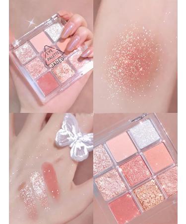 Kayswang 9-Color Glitter Eyeshadow Palette - Matte, High Pigment, Waterproof - Autumn-Winter Shades (Pink + Orange) - Buy Online on GoSupps.com