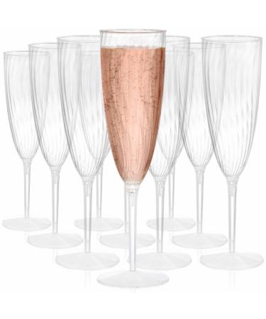 Tebery 18 Pack Clear Plastic Champagne Flute Mimosa Flutes 6Oz Disposable Wine Cocktail Glasses for Home Daily Life Party Wedding Toasting Drinking