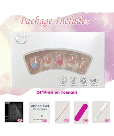 French Cute False Nails Extra Short Kids Stick on Nails with Mermaid Bubble Beads 24pcs Square Press On Nails with Glue Sweet Colour Design Funny Fake Nails for Women Girls (Sweet Heart) - Buy Online on GoSupps.com