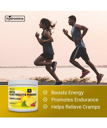 Hydromins Keto Electrolyte Powder - Raspberry Lemon Flavor - 50 Servings | Hydration Drink Mix for Energy, Leg Cramp Relief - Vegan & Keto Friendly - No Sugar - Buy Online on GoSupps.com