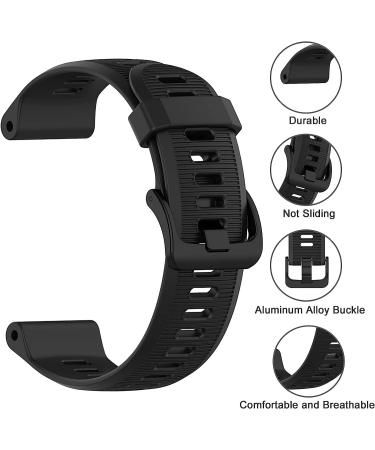 Soft Silicone 22mm Black Band for Garmin Forerunner 935/945/745, Fenix 5/5plus/6/6 Pro, Approach S60 - Replacement Compatible Band - Buy Online on GoSupps.com