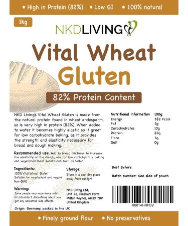 NKD Living Vital Wheat Gluten 1kg - High Quality Plant-Based Protein for Baking - Buy Online on GoSupps.com