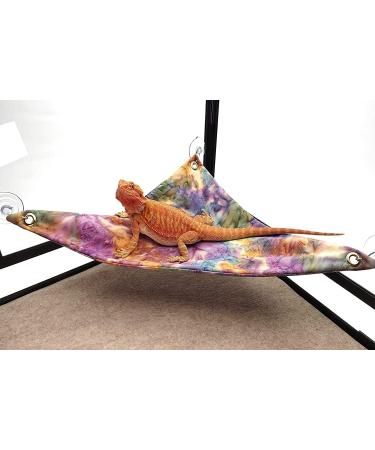 Vinnykud 2 Pcs Reptile Bearded Dragon Hammock Lizard Hanging Bed with Suction Cups Terrarium Decoration Accessories for Geckos Reptile Snakes and Other Small Animals 27x27x40cm Black+Purple - Buy Online on GoSupps.com