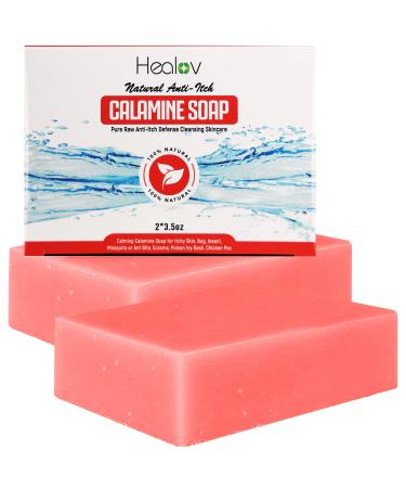 Natural Instant Itch Relief Soap Bar - Calming Calamine Soap for Itchy Skin, Bug Insect Mosquito or Ant Bite, Eczema, Poison Ivy Rash, Chicken Pox - Pure Raw Anti-Itch Defense Cleansing Skincare