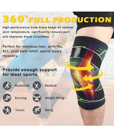 Beister Knee Compression Sleeves with Adjustable Straps - Professional Support Brace for Meniscus Tear Arthritis - Green (1 Pair) - Buy Online on GoSupps.com