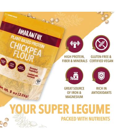 Amaranthy Chickpea Flour - 8 oz. Bag - High Protein, High Fiber, Gluten-Free - Buy Online on GoSupps.com
