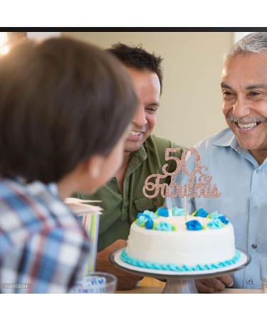 Rose Gold 50 & Fabulous Cake Topper for 50th Birthday Anniversary Party - Happy 50th Birthday Decorations - Buy Online on GoSupps.com