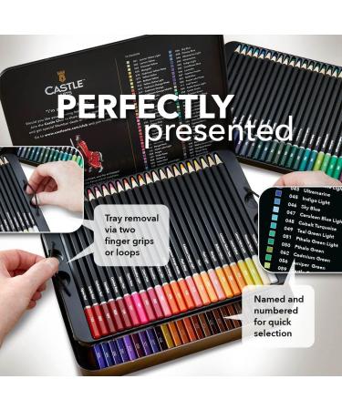 Castle Art Supplies 72 Watercolor Pencils Set - Vibrant Pigments for Blending, Drawing, and Painting | Ideal for Adults, Hobbyists, and Professionals | Presented in Tin Box for Protection and Organization - Buy Online on GoSupps.com