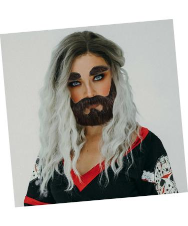 VINTORKY 1 Set Beard Dress up Cosplay Carnival Beard False Mustache Grey Santa Claus Beard Fake Eyebrow Plush - Buy Online on GoSupps.com