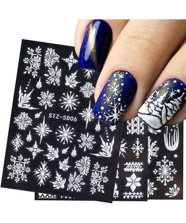 Nail Art Decorations Charms Flower Year Design Winter Nail Sticker 5D Embossed Snowflakes Christmas(5D-02) - Buy Online on GoSupps.com