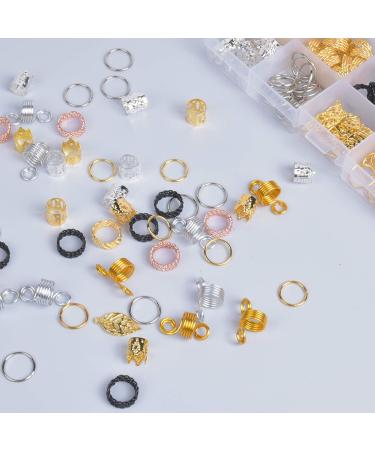 200 Hair Beads for Braids & Dreadlocks - Metal Hair Rings & Aluminum Cuffs with Storage Box | Premium Hair Jewelry Accessories - Buy Online on GoSupps.com