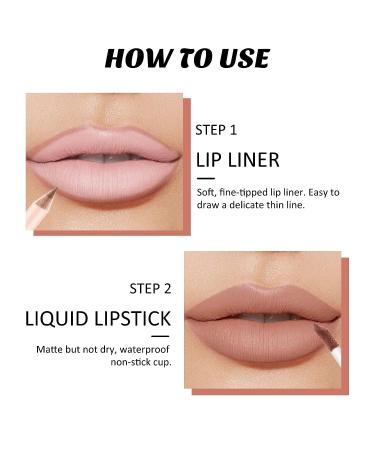 Boobeen Liquid Matte Lipstick and Lip Liner Set - Nude Red Longwear Waterproof Makeup Kit - Buy Online on GoSupps.com