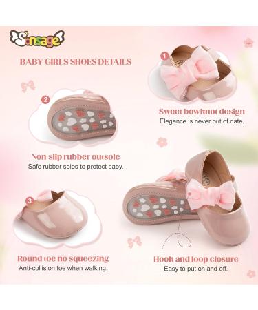 Sonsage Infant Baby Girls Bowknot Mary Jane Anti-Slip Princess Flats 12-18 Months - Pink - Buy Online on GoSupps.com