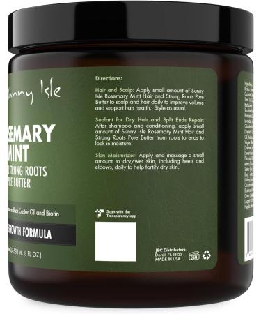 Sunny Isle Rosemary Mint Hair and Strong Roots Butter 8oz Infused with Biotin & Jamaican Black Castor Oil to Strengthen and Nourish Hair Follicles for Dry Scalp Split Ends & All Hair Types - Buy Online on GoSupps.com