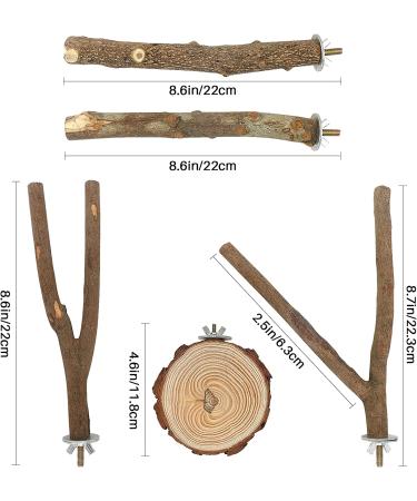 Natural Wooden Bird Perch Set - 5PCS Bird Stand Toy for Cage, Paw Grinding Stick, Exercise Training, Climbing Toys - Bird Cage Accessories - Buy Online on GoSupps.com