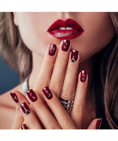 OIIKI 12 Sheets 3D Holographic Letters Nail Stickers - Fluorescent Color Self Adhesive Decals for Women Girls Nail Art - Style 1 - Buy Online on GoSupps.com
