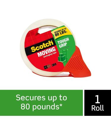 Scotch Tough Grip Moving Packaging Tape  1.88" x 54.6 yd  Strong Hold on All Box Types Including Recycled  Secures Boxes up to 80 lbs  1.88" x 54.6 yd  3" Core  Clear  1 Dispensered Roll (3500-RD) 1 Roll - Buy Online on GoSupps.com