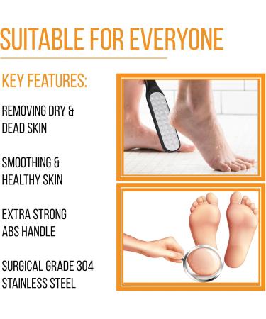 TYGA Double-Sided Foot File Coarse & Fine Dry & Wet Stainless Steel Pedicure Care Tool Callus Remover for Feet Multidirectional Nickel Hard Skin Removal Washable Spa and Skin Care (Black) - Buy Online on GoSupps.com