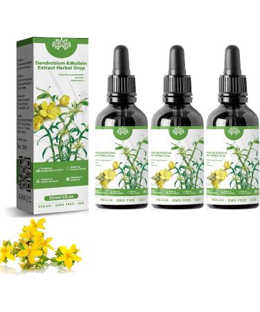 Clearbreath Dendrobium & Mullein Extract Powerful Lung Support & Cleanse & Respiratory Herbal Lung Health Essence Herbal Clearbreath Drops Breathe Easy Again (3pcs)