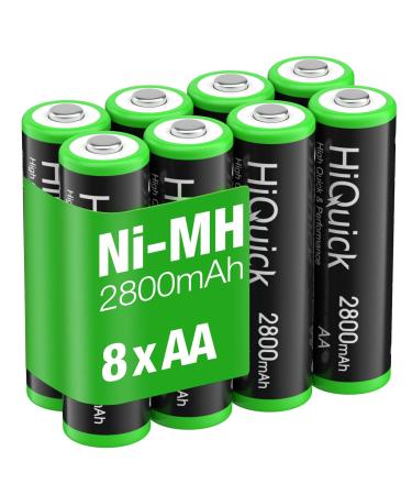 HiQuick 2800mAh AA Rechargeable Batteries High Capacity Performance Per-charged 1.2V AA Batteries Pack of 8 AA 8Pack
