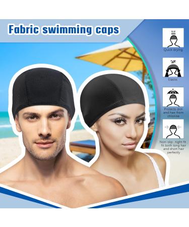 3 Pack Elastic Swimming Caps - Comfortable Non-Slip Unisex Fabric Caps for Women Men & Children - Black - Buy Online on GoSupps.com