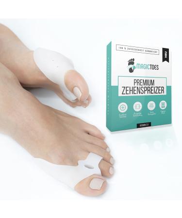 Magictes improved hallux valgus toe spreader with adjustable toe spreading |+ Exclusive guide |2x more effective through extra toe loop |4 Set