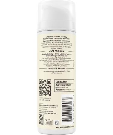 Aveeno Eczema Therapy Rescue Relief Gel Cream with Colloidal Oatmeal - 5.0 fl. oz | Soothes Itchy Dry Skin Flare-Ups | Steroid & Fragrance Free - Buy Online on GoSupps.com