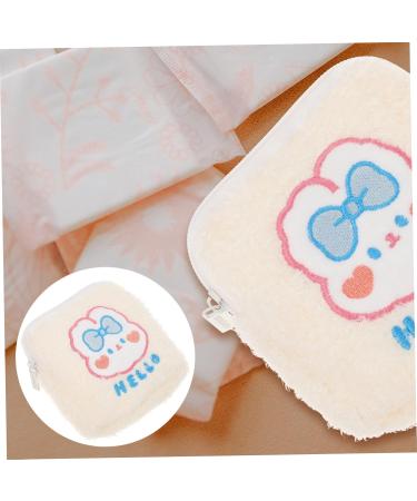 Healeved 2-Pack Women's Bandage Storage Bag - Stylish Organizer for Tampons & Outdoor Pads - White Plush Zipper Pouch (13x13cm) - Buy Online on GoSupps.com
