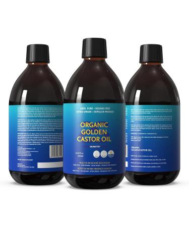 Skinetry Organic Golden Castor Oil - 100% Pure for Hair Skin Nails Brows & Lashes - Hexane-Free - USDA Certified 16.9oz (500ml)  - Buy Online on GoSupps.com