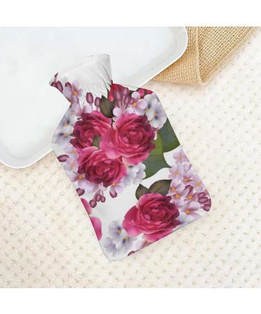 Red Flower Hot Water Bottle with Plush Cover | Hand Warmer for Adults & Kids - 26.5x15.3cm | International Shipping - Buy Online on GoSupps.com