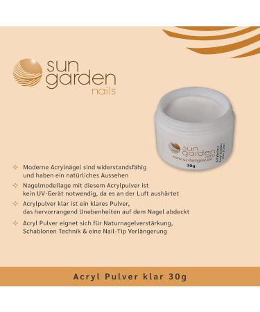 Sun Garden Nails - Premium Clear Acrylic Nail Powder 30g for Flawless Nail Art | International Shipping Available - Buy Online on GoSupps.com