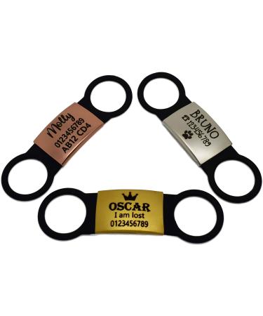Slide ON Collar Stainless Steel with Elastic Silicone Engraving Rectangle ID Name DISC Personalised PET Dog CAT TAG Different Font Tags-Laser Engraving (M-(1.8cm-4cm) Silver-Black Rubber) M-(1.8cm-4cm) Silver-Black Rubber - Buy Online on GoSupps.com