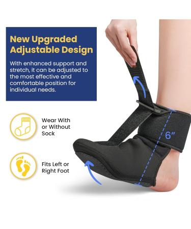 Plantar Fasciitis Brace Sock - Lightweight Night Splint for Foot Drop Ankle Support & Pain Relief - Adjustable Medium Size - Buy Online on GoSupps.com