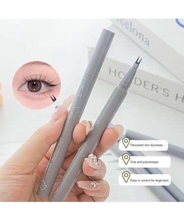 Double Tip Lower Eyelash Pen Waterproof Liquid Eyeliner Eyelash Pencil Ultra Fine Tip SmudgeProof Eyeliner Long Lasting Multifunctional Makeup Pen for Lower Eyelashes Eyebrows Decorhome GrayBlack - Buy Online on GoSupps.com