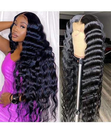 JIETAI T-Part Lace Front Wigs Human Hair Pre Plucked 180% Density Brazilian Virgin Loose Deep Wave Human Hair Wigs with Baby Hair 13x6x1 Lace Closure Wig For Black Women (30 inch)…
