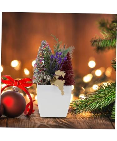 HOMSFOU 5pcs Christmas Simulation Potted Plant Tiny Christmas Tree Christmas Pine Tree Artificial Plant for Desk Decor Fake Plant Christmas Plant Decoration Small Plant Plastic Office Mini Goldenx5pcs 21X11cmx5pcs - Buy Online on GoSupps.com