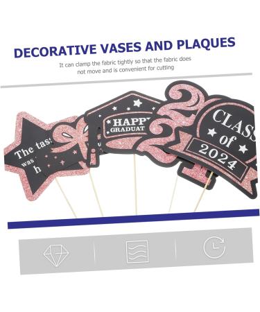 COOLHIYA 5 Packs Graduation Card Labels Tag Flower Vase Party Supplies Flower Container Diy Cards Graduation Party Layout Decor Flower Arrangement Ornaments Cake Props Paper Golden 16.00X13.70X0.10CM - Buy Online on GoSupps.com