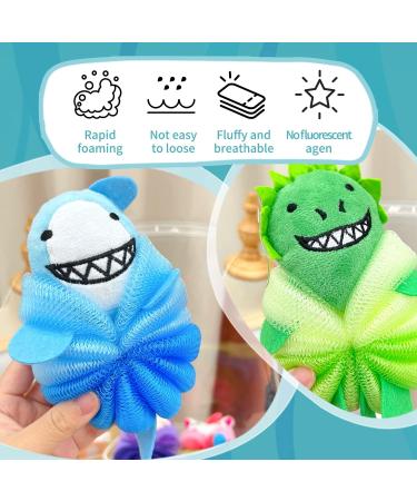 Cute Cartoon Bubble Bath Loofahs for Kids - 2 Pcs Body Scrubber Sponges - Buy Online on GoSupps.com