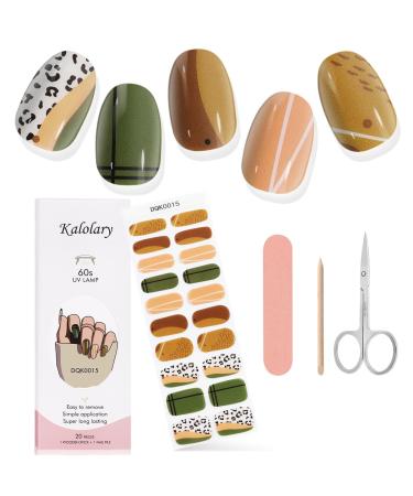 Kalolary Gel Nail Polish Strips Nail Gel Art Sticker Waterproof Full Nail Wraps Decal Sets with Scissors Nail File and Stick for Women Girls Nail Art Decor (UV/LED Lamp Required)-15