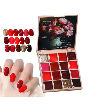 Lyricalist Solid Nail Gel Palette | Manicure Cream Palette for Gel 16 Colors - Manicure Palette Small Solid Glue for Nail Gel for Women and Girls Salo