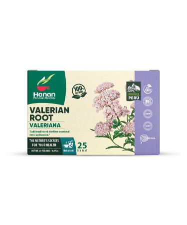 Hanan Peruvian Secrets Valeriana Herbal Tea | 100% Natural Valerian Root | 25 Tea Bags | Naturally Aids in Relieving Occasional Stress Tension | Safely Promotes Sleep and Relaxation - 6 Pack - Buy Online on GoSupps.com