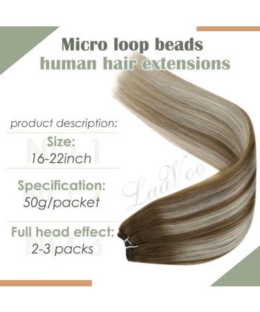 LAAVOO Microbead Extensions - Real Hair Brown Blonde 45cm Micro Weft - Remy EZ Weft 50g #8/60/8 - Lightweight & Breathable - Buy Online on GoSupps.com