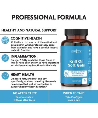 Antarctic Krill Oil 1000mg 2 Pack - Omega 3 6 9 with Astaxanthin - EPA DHA - Pure & Mercury Free - Non GMO - Gluten Free - by New Age - Buy Online on GoSupps.com