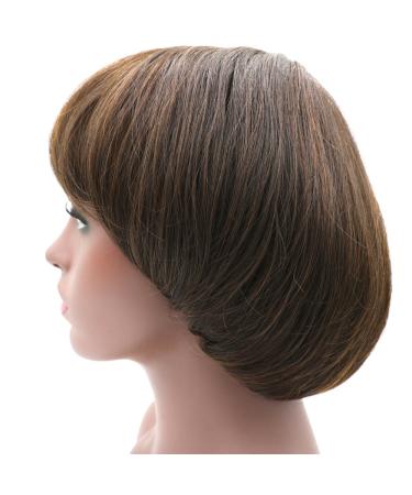 Short Afro Girls Cosplay Mushroom Wig with Bangs - Brown Bob Wig for Black Women - Buy Online on GoSupps.com