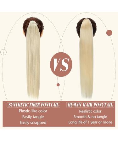 Elailite Real Hair Ponytail Extension #60 Platinum Blonde - 40cm 80g Smooth Natural Hair Braid - Buy Online on GoSupps.com