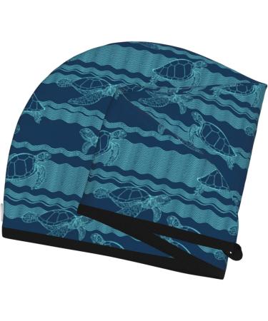 Hair Towel Wrap - Quick Drying Turban with Button | Turtles & Waves Design - Perfect for All Hair Types - Buy Online on GoSupps.com