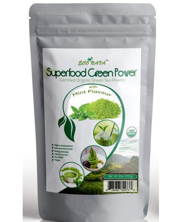 Mint Matcha Green Tea Powder - ECO NAVA - Certified USDA Organic - GMO Free - 100% Natural - Premium Grade Matcha Tea Powder for Making Cake Smoothie Latte & Baking - 250g / 9oz Bag
